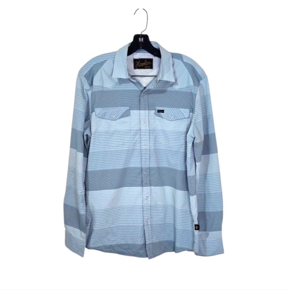 Howler Brothers‎ H Bar B Tech Longsleeve Gray Blue Stripe Men's Small